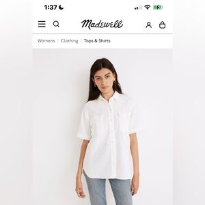 Madewell White Casual Gauze Button Down Shirt